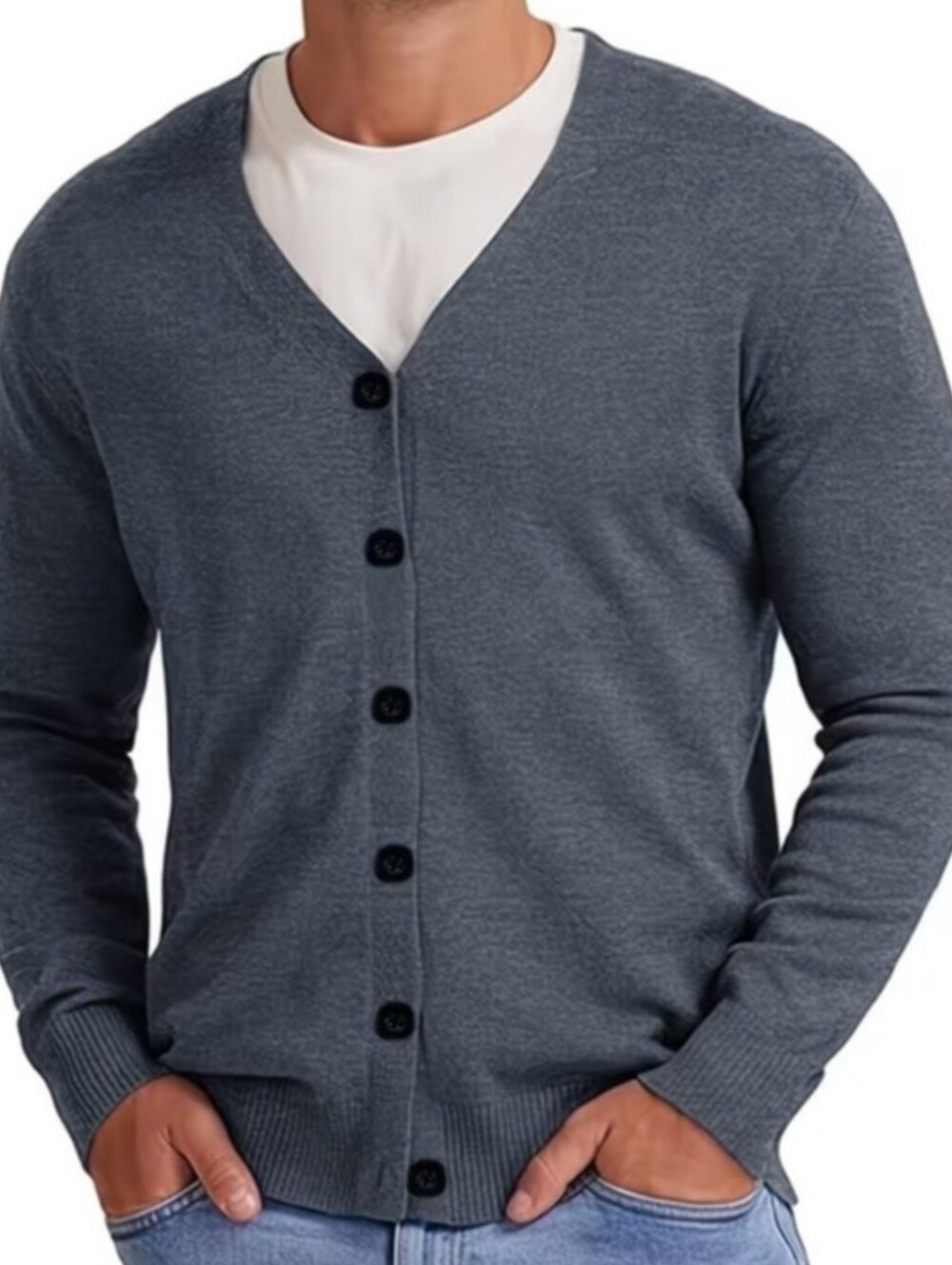 BNWT Men's V-Neck Button Cardigan Sweater - Gray